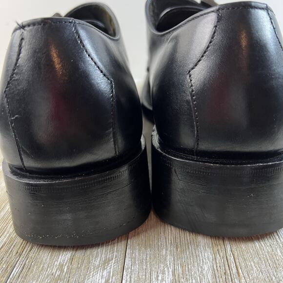 Bruno Magli Mens Sz 9 Black monk strap leather dress shoes Buckle Made In Italy